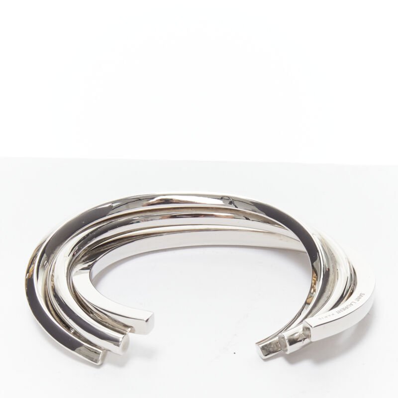 Saint Laurent Silver Triple Twist Cuff - Back view