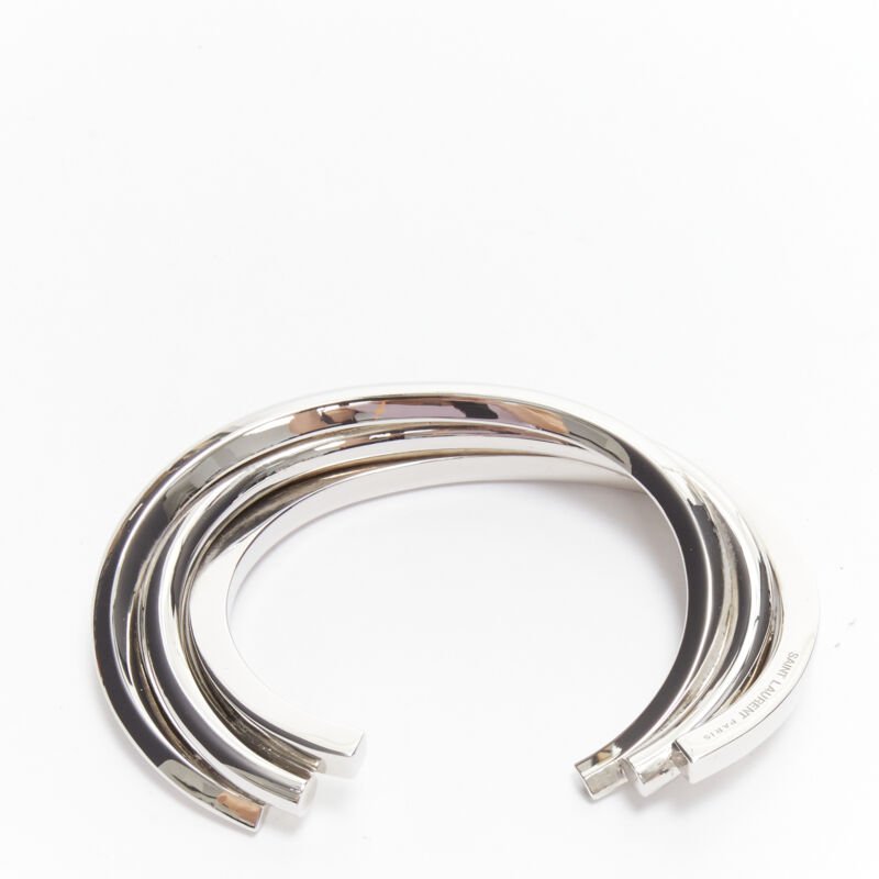Saint Laurent Silver Triple Twist Cuff - Image 6