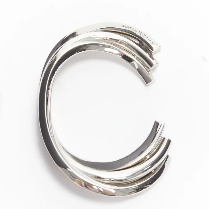 Saint Laurent Silver Triple Twist Cuff Silver Metal Very good - Model View
