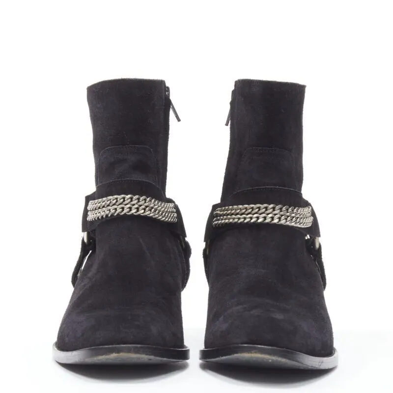 Saint Laurent Buckle Thigh High Boots Black Suede Very good - Inside View