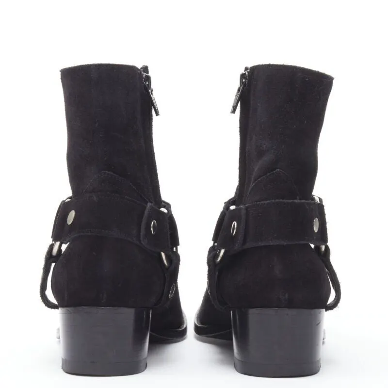 Saint Laurent Buckle Thigh High Boots Black Suede Very good - Box View