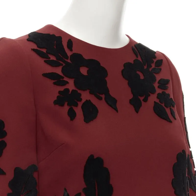 Dolce & Gabbana Floral Velvet Dress Red Never worn - Back View