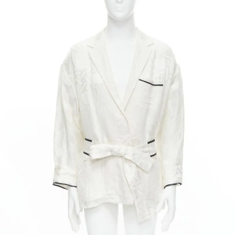 Haider Ackermann Jacquard Robe Shirt White Linen Very good - Front View