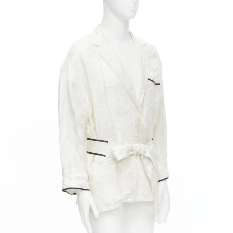 Haider Ackermann Jacquard Robe Shirt White Linen Very good - Inside View
