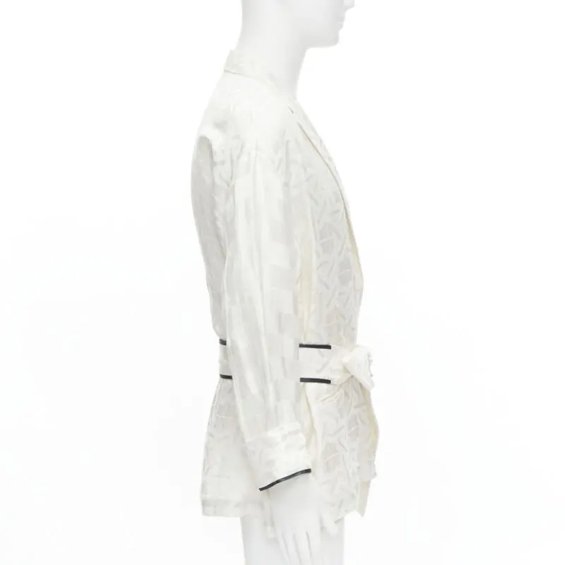 Haider Ackermann Jacquard Robe Shirt White Linen Very good - Model View