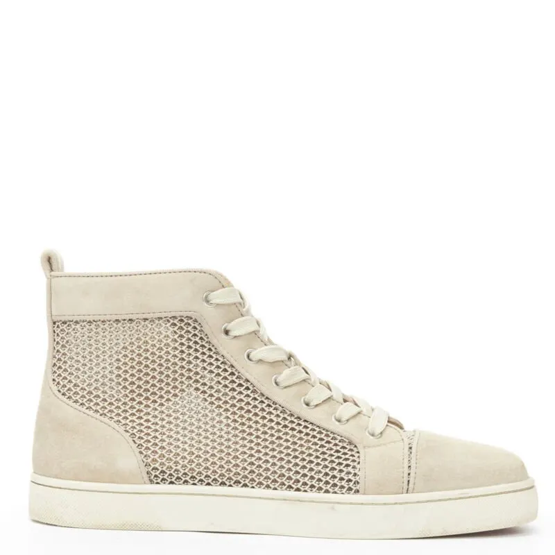 Christian Louboutin Jacquard High Tops Grey Suede Good - Front View