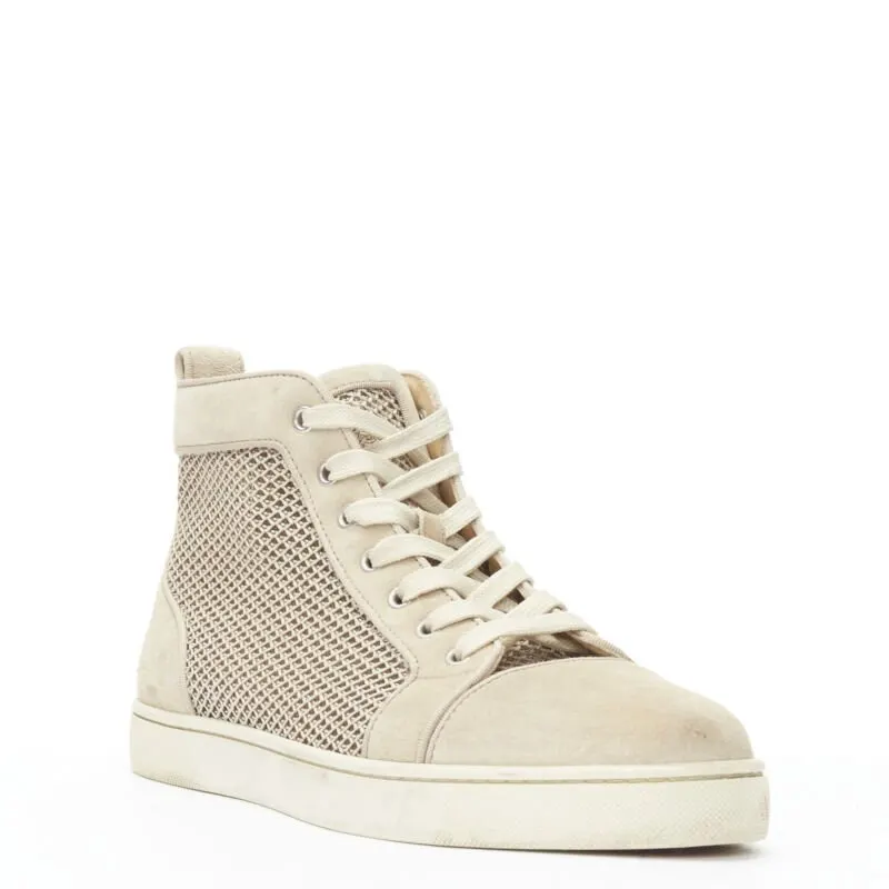 Christian Louboutin Jacquard High Tops Grey Suede Good - Back View