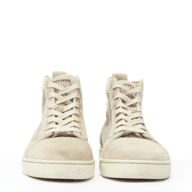 Christian Louboutin Jacquard High Tops Grey Suede Good - Inside View