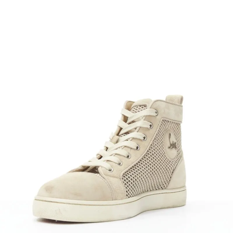 Christian Louboutin Jacquard High Tops Grey Suede Good - Model View
