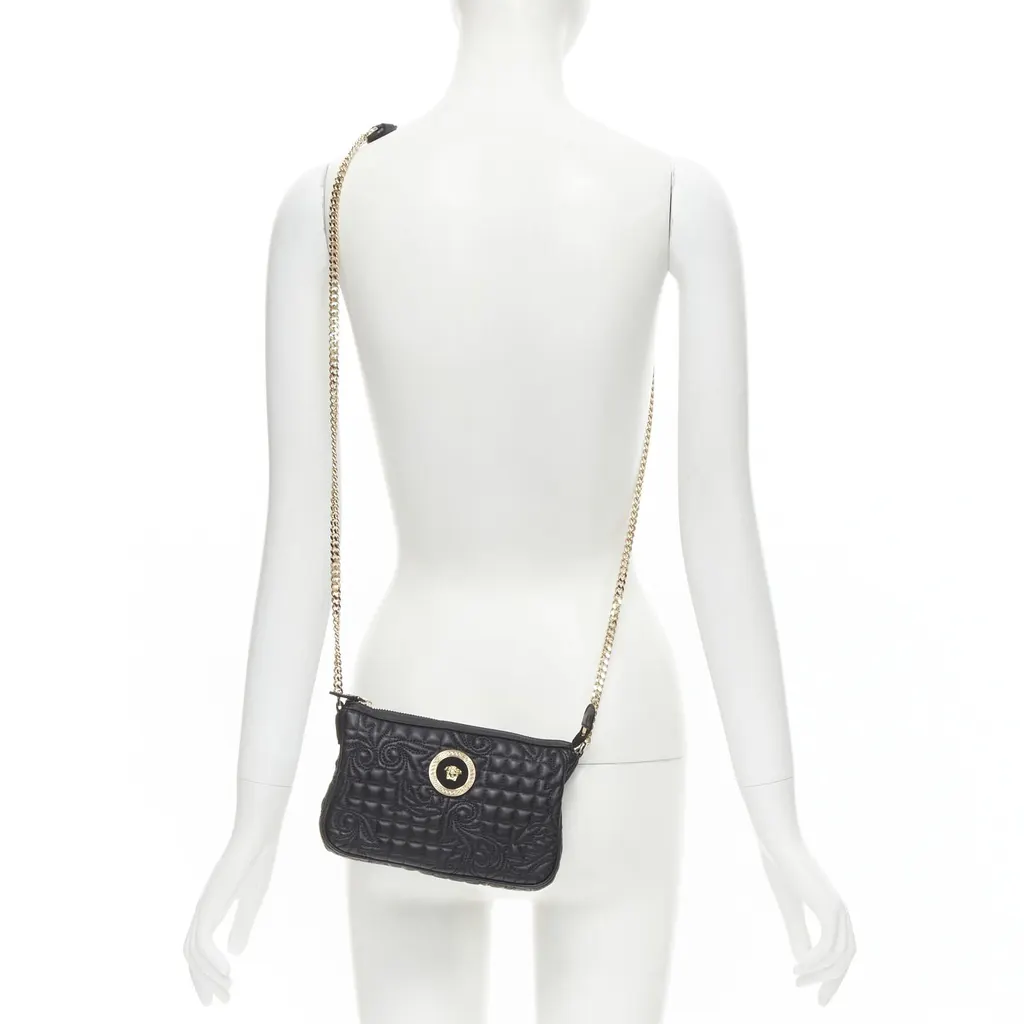 Versace Black Baroque Chain Bag Black Leather Never worn, with tag - Back View