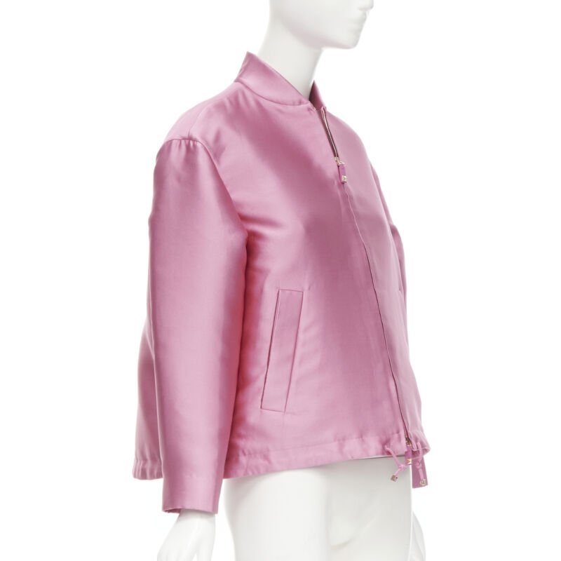 Valentino Garavani Pink Flared Bomber Jacket