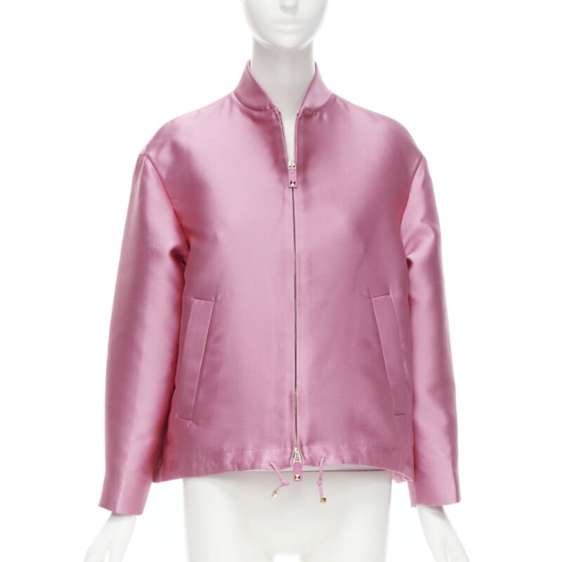 Valentino Garavani Pink Flared Bomber Jacket - Image 6