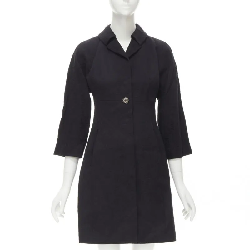 Dolce & Gabbana Black Crystal Coat Black Cotton Never worn - Front View