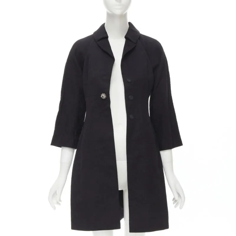 Dolce & Gabbana Black Crystal Coat Black Cotton Never worn - Inside View