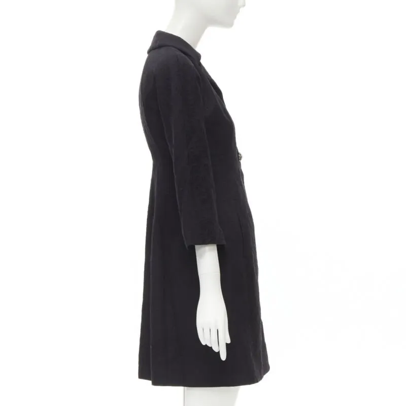 Dolce & Gabbana Black Crystal Coat Black Cotton Never worn - Box View