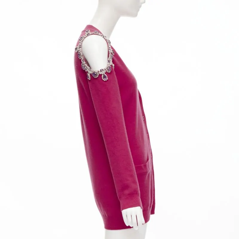 Moschino Cold Shoulder Cardigan Pink Cashmere Never worn, with tag - Model View