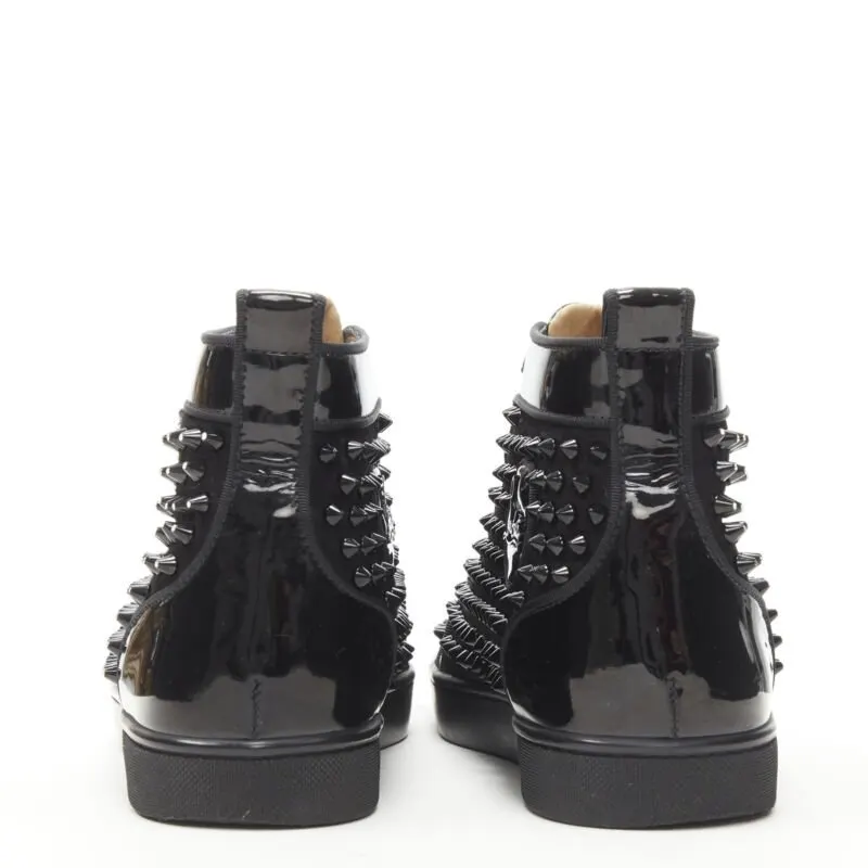 Christian Louboutin Velvet Spike Sneakers Black Polyester Very good - Box View