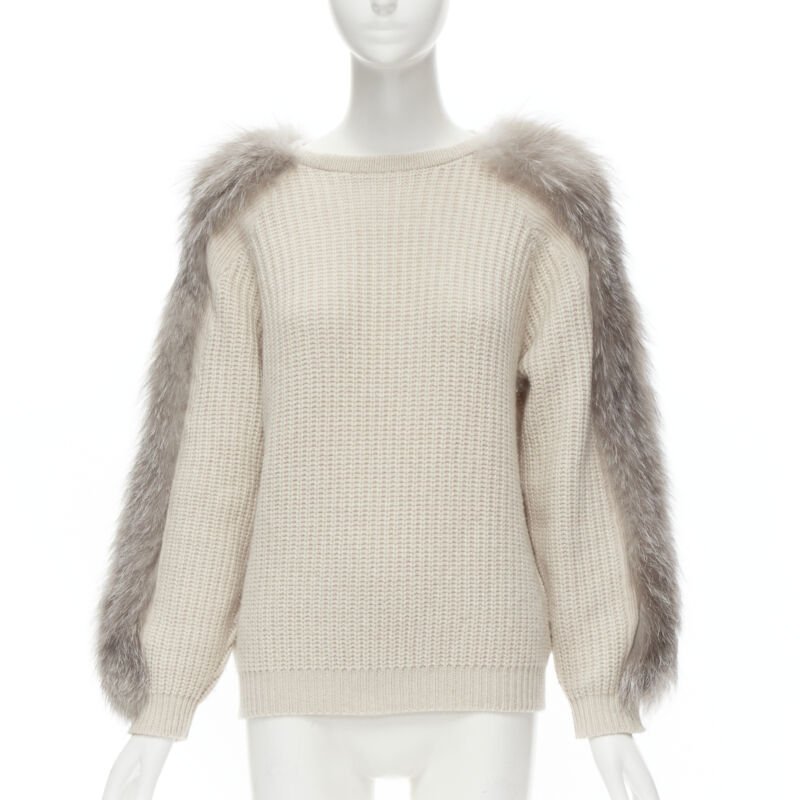 Brunello Cucinelli Fur Sleeve Sweater - Image 6