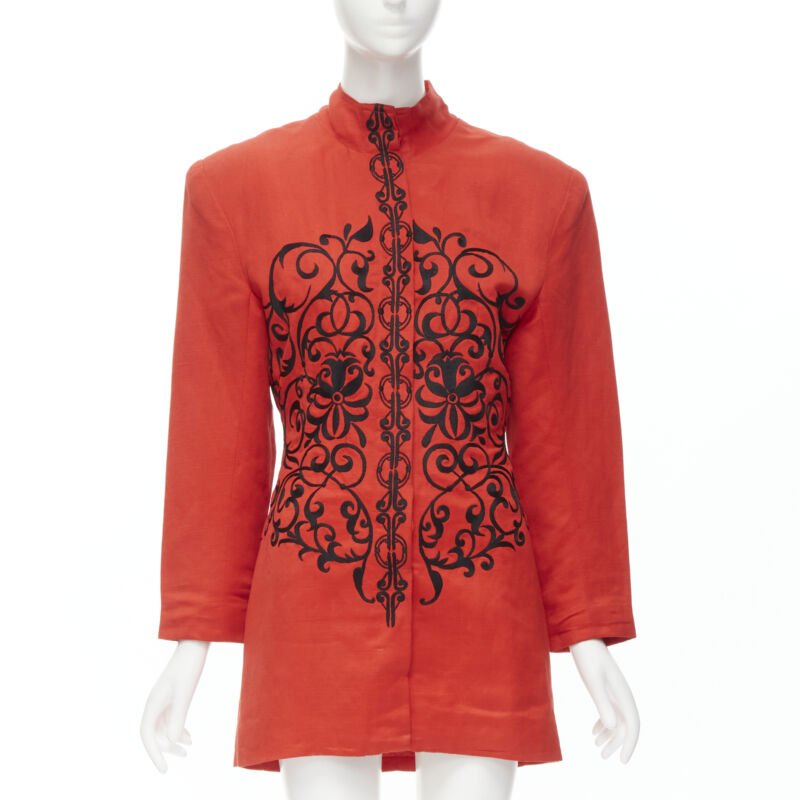Gianfranco Ferre Red Floral Collar Jacket