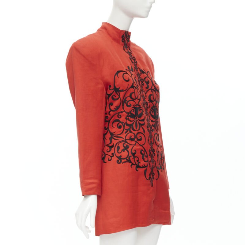 Gianfranco Ferre Red Floral Collar Jacket - Image 6