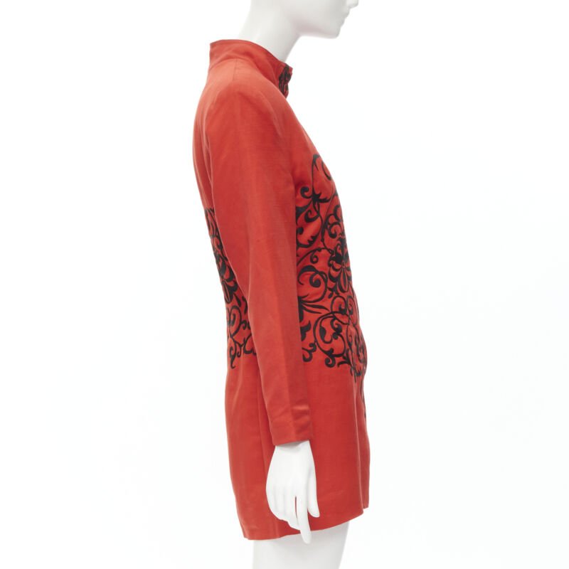 Gianfranco Ferre Red Floral Collar Jacket - 4