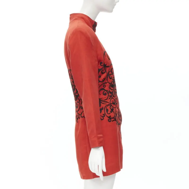 Gianfranco Ferré Red Floral Collar Jacket Red Polyester Good - Model View