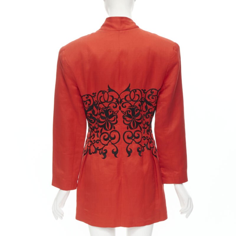Gianfranco Ferre Red Floral Collar Jacket - Side view