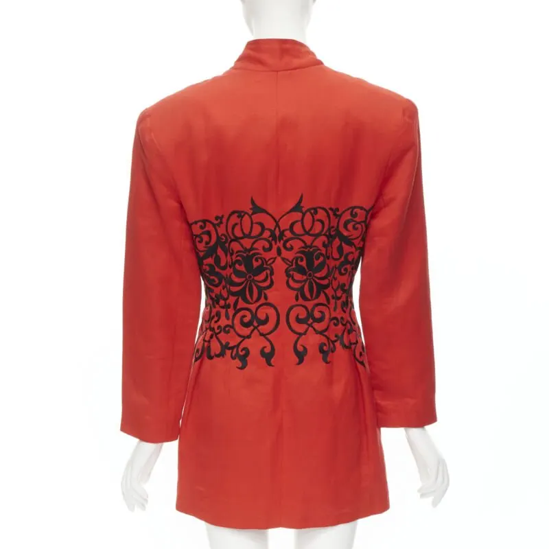 Gianfranco Ferré Red Floral Collar Jacket Red Polyester Good - Box View