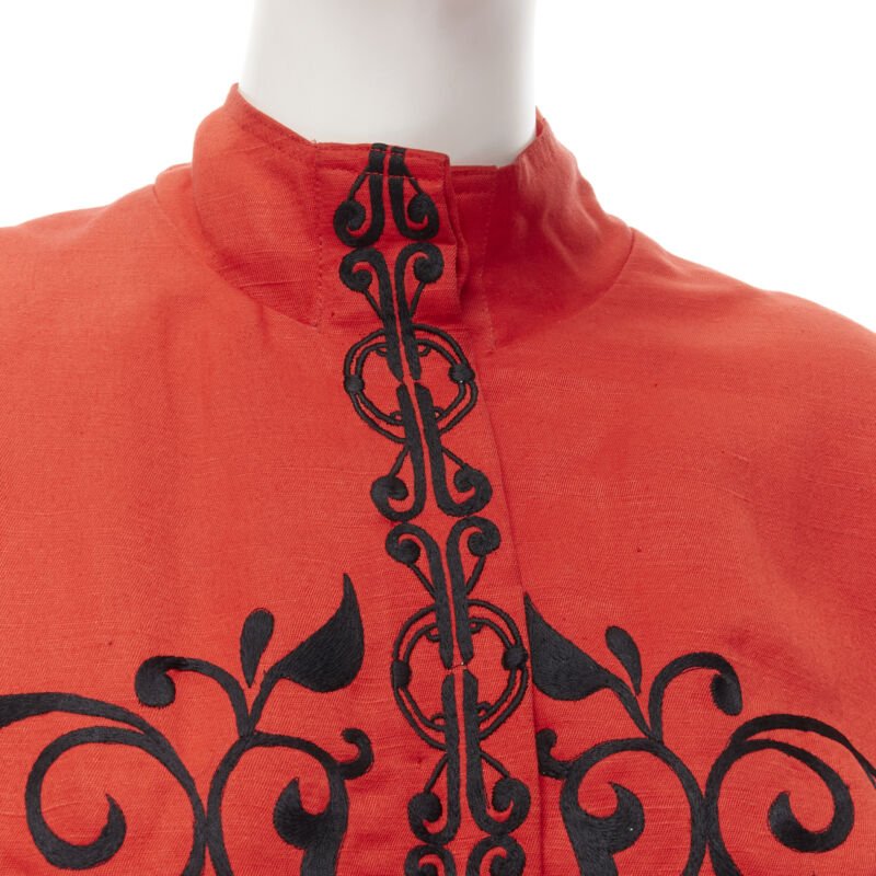 Gianfranco Ferre Red Floral Collar Jacket - Detail 2