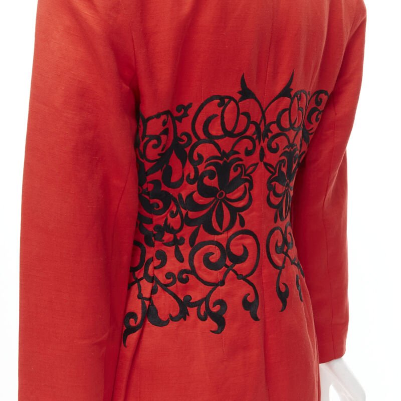 Gianfranco Ferre Red Floral Collar Jacket - Image 10