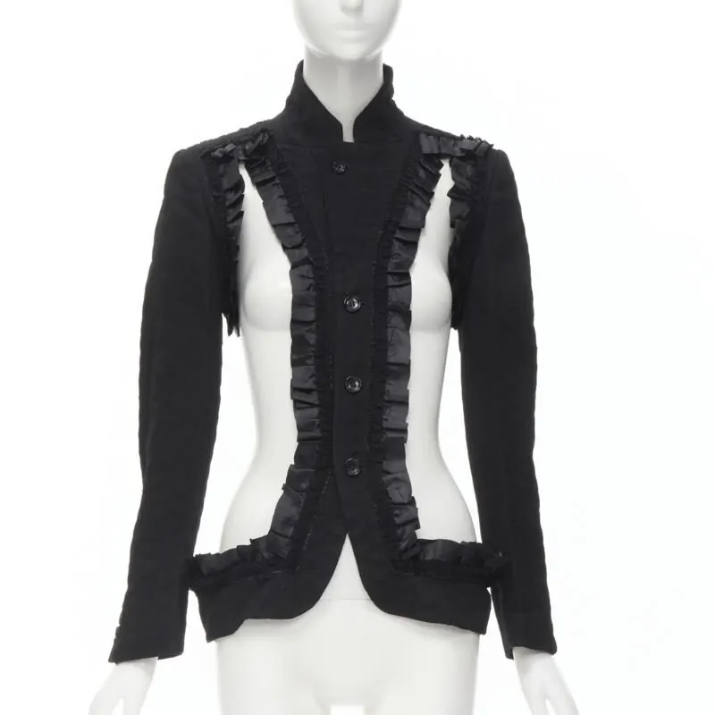 Comme Des Garcons Ruffle Deconstructed Blazer Black Cotton Never worn - Front View