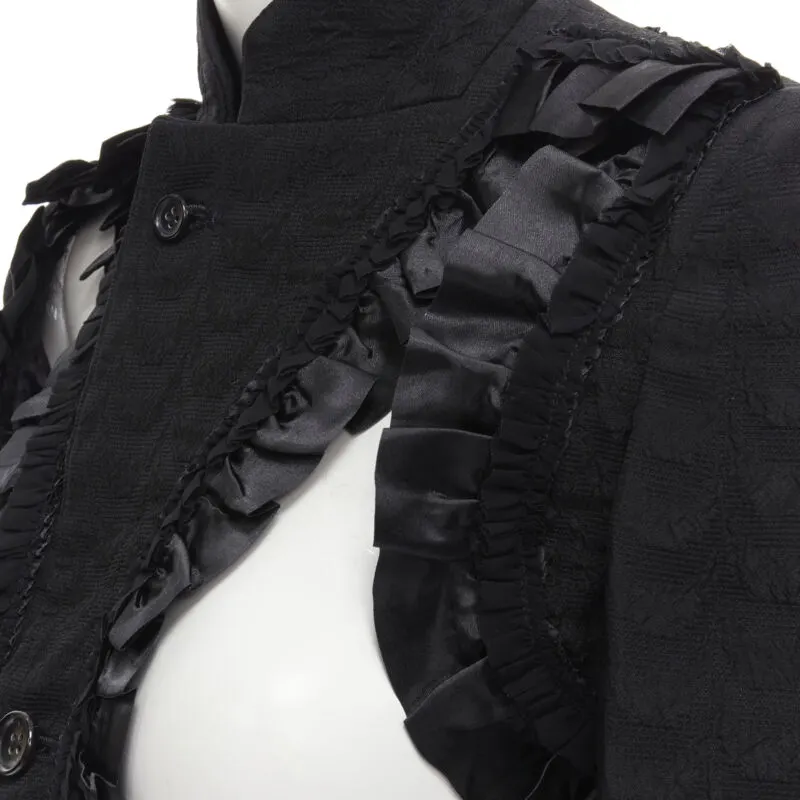 Comme Des Garcons Ruffle Deconstructed Blazer Black Cotton Never worn - Back View