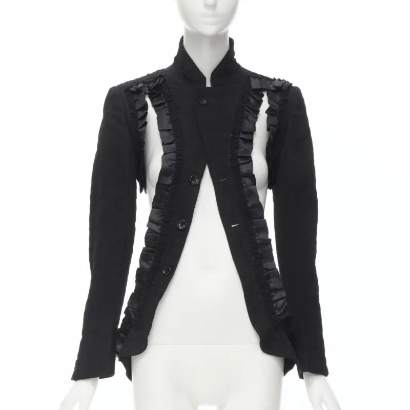 Comme Des Garcons Ruffle Deconstructed Blazer Black Cotton Never worn - Inside View
