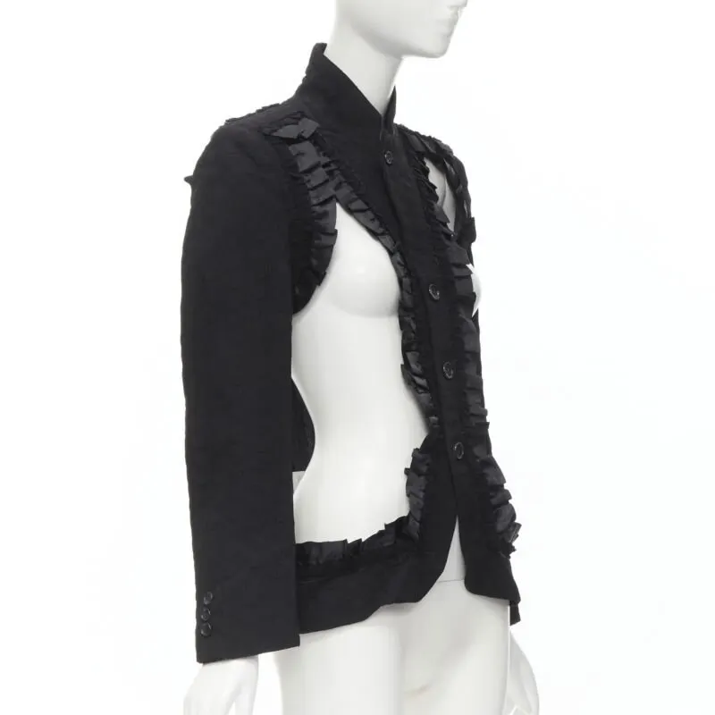 Comme Des Garcons Ruffle Deconstructed Blazer Black Cotton Never worn - Model View