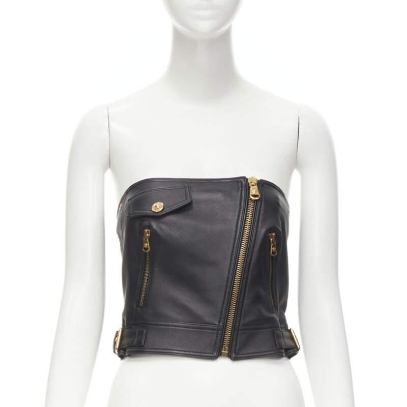 Versace Leather Medusa Top