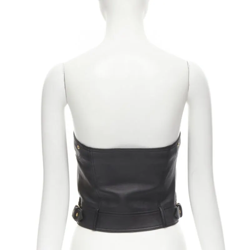 Versace Leather Medusa Top Black Leather Never worn, with tag - Model View