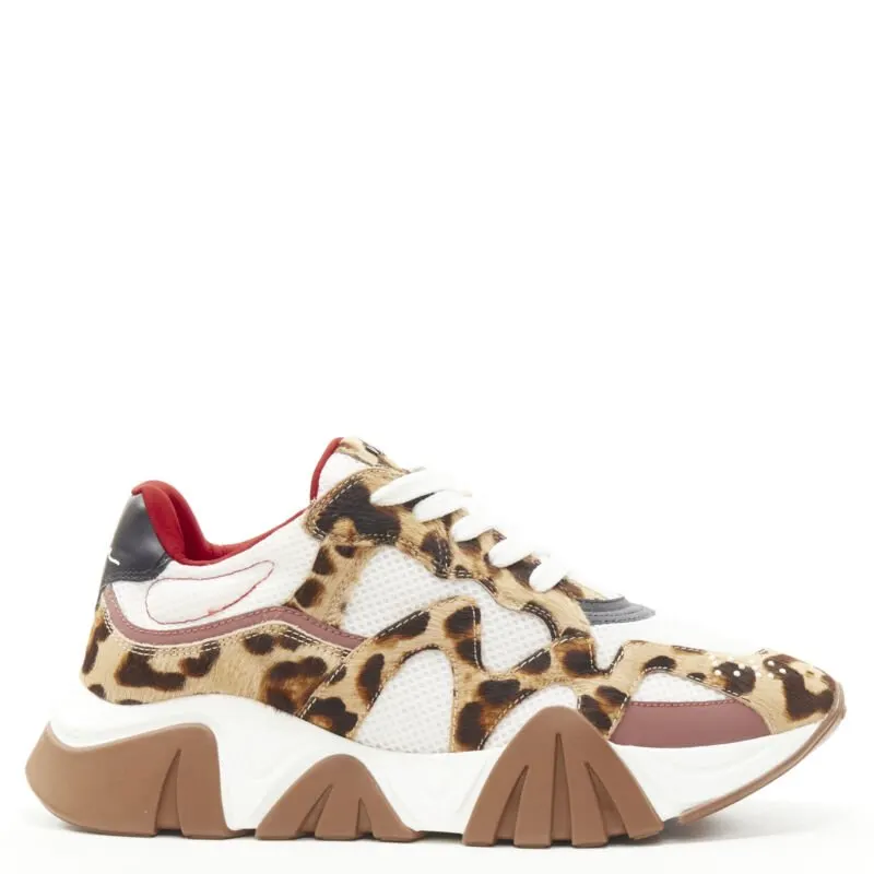 Versace Leopard Chunky Sneakers Brown Polyester Very good - Front View