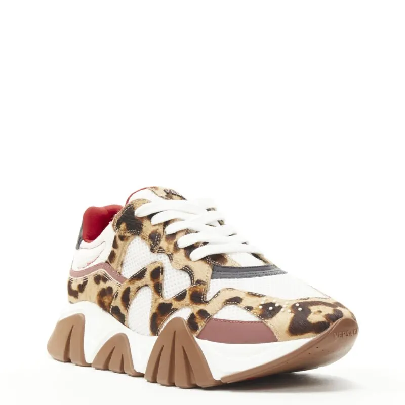 Versace Leopard Chunky Sneakers Brown Polyester Very good - Back View