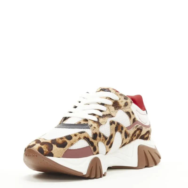 Versace Leopard Chunky Sneakers Brown Polyester Very good - Model View
