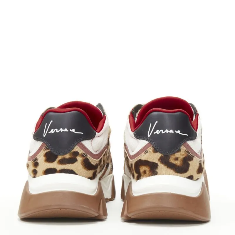 Versace Leopard Chunky Sneakers Brown Polyester Very good - Box View