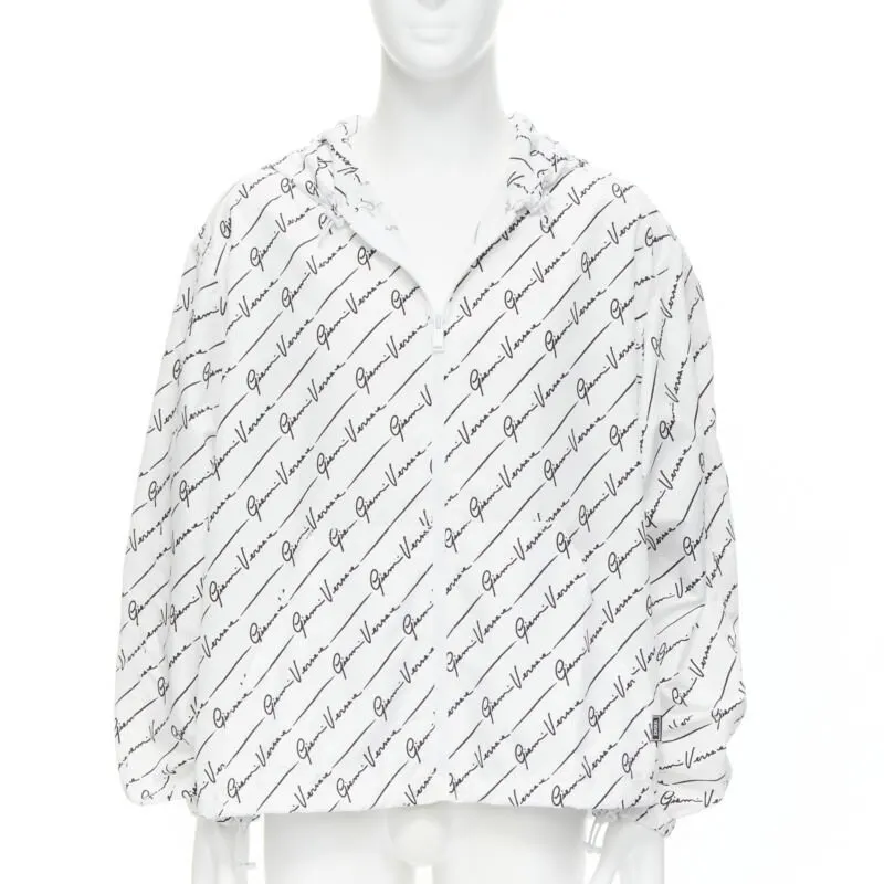 Versace White Hood Windbreaker White Polyamide Never worn, with tag - Front View