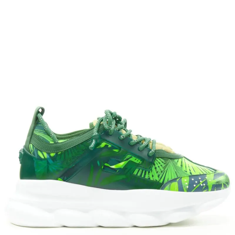 Versace Jungle Chunky Sneakers Green Leather Never worn - Front View