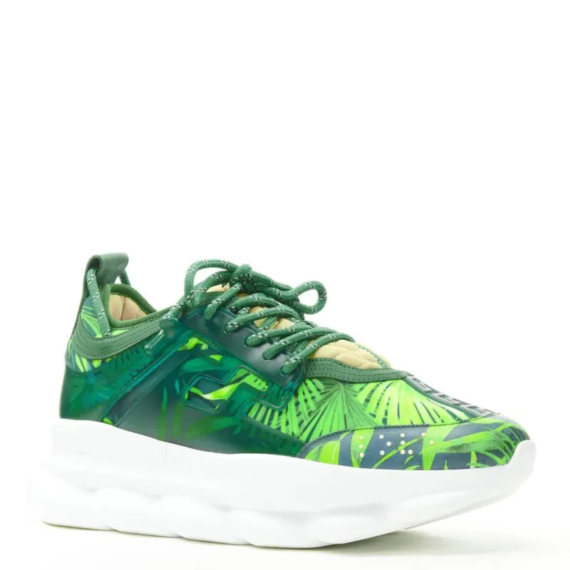 Versace Jungle Chunky Sneakers Green Leather Never worn - Back View