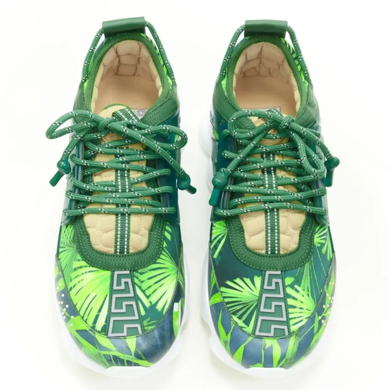 Versace Jungle Chunky Sneakers Green Leather Never worn - Inside View
