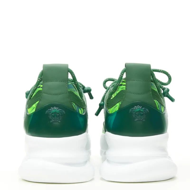 Versace Jungle Chunky Sneakers Green Leather Never worn - Box View