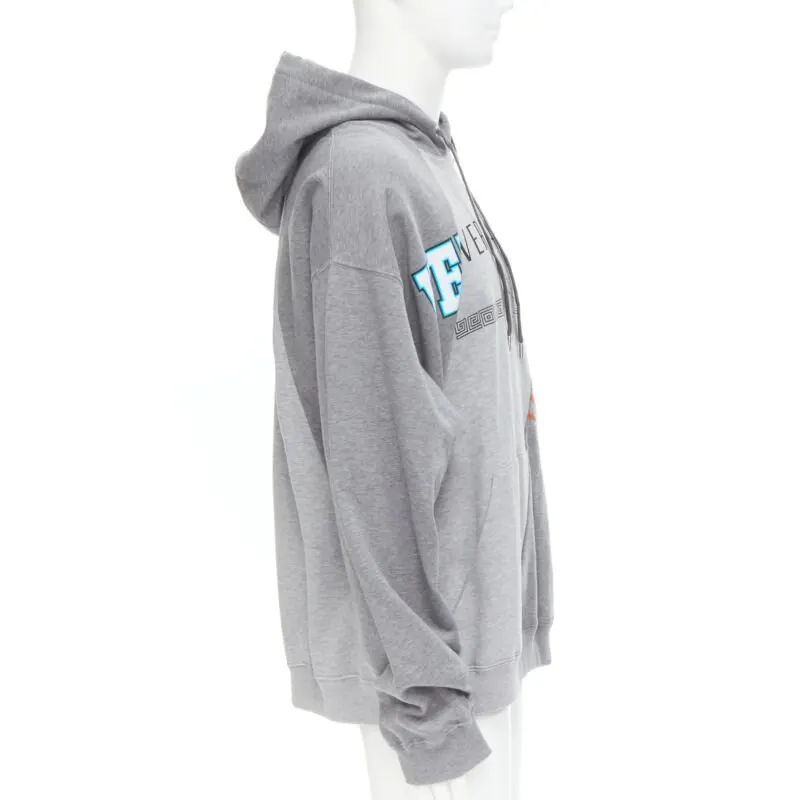 Versace Mixed Logo Hoodie Grey Cotton Never worn, with tag - Model View