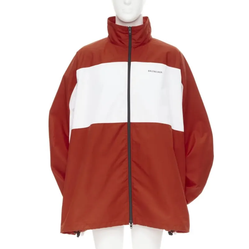 Balenciaga Red Logo Track Jacket Red Cotton Never worn, with tag - Front View