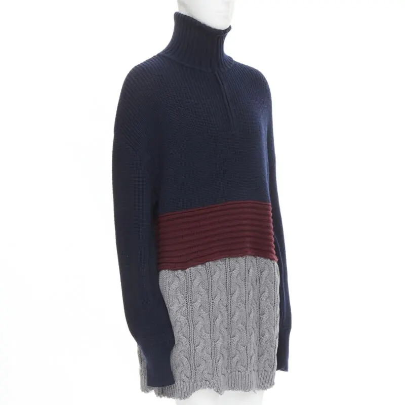Balenciaga Distressed Oversized Sweater Navy Wool Never worn, with tag - Front View