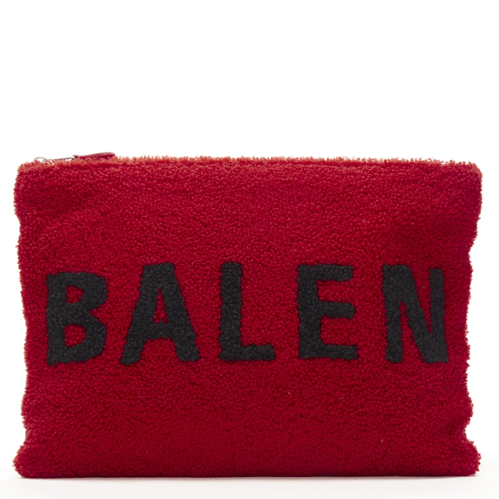 Balenciaga Shearling Zip Clutch