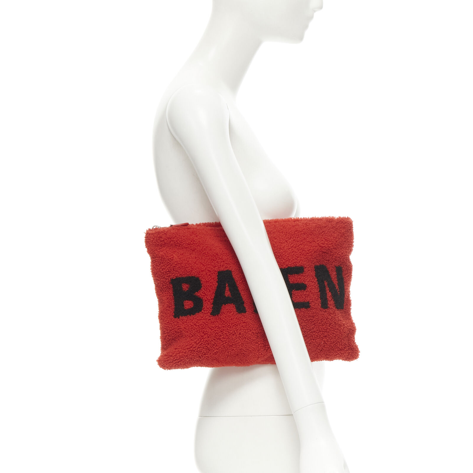 Balenciaga Shearling Zip Clutch - Back view